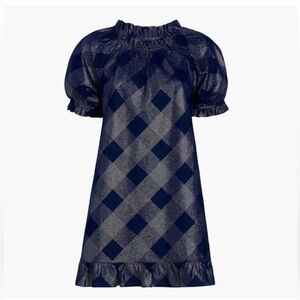 Hill House The Katherine Glitter Check Navy Mini Nap Dress